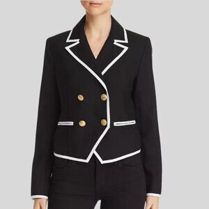FRAME Contrast-Trim Double-Breasted Blazer Size 4